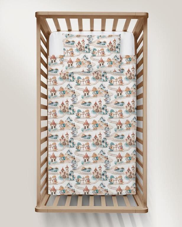 POŚCIEL DZIECIĘCA BAWEŁNA 100x140 + 50x60 100% BAWEŁNA certyfikat 2-el. do Łóżeczka Dinusie w podróży zielone (3)