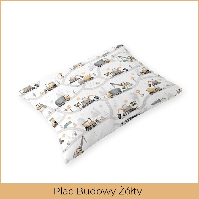 Poszewka na poduszkę 40x60cm BAWEŁNA 100% CERTYFIKAT - Plac Budowy Żółty (2)