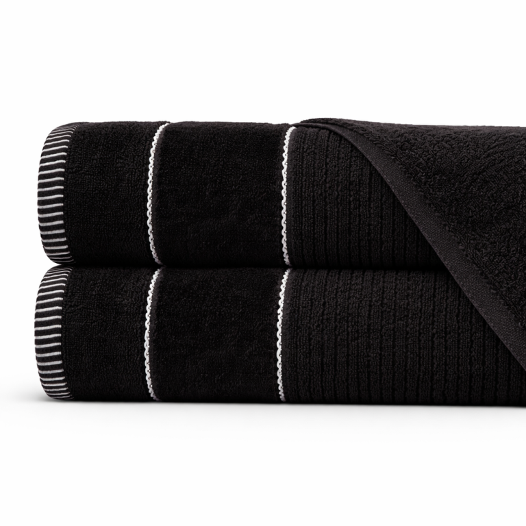 Zestaw Ręczników 2x 70x140 cm TEO 470 g/m2 Bawełniane, Miękkie kolor: Czarny (1)