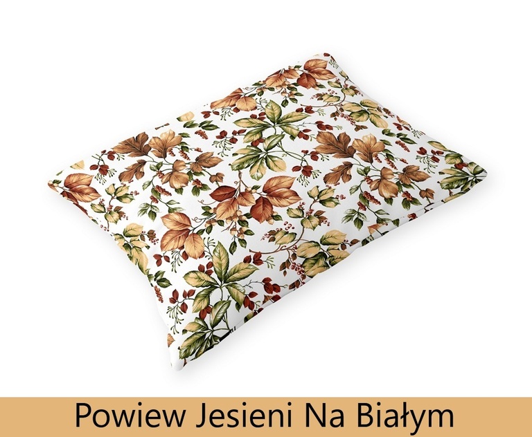 Poszewka 70x80cm na PODUSZKĘ z KORY Powiew Jesieni na Białym (2)