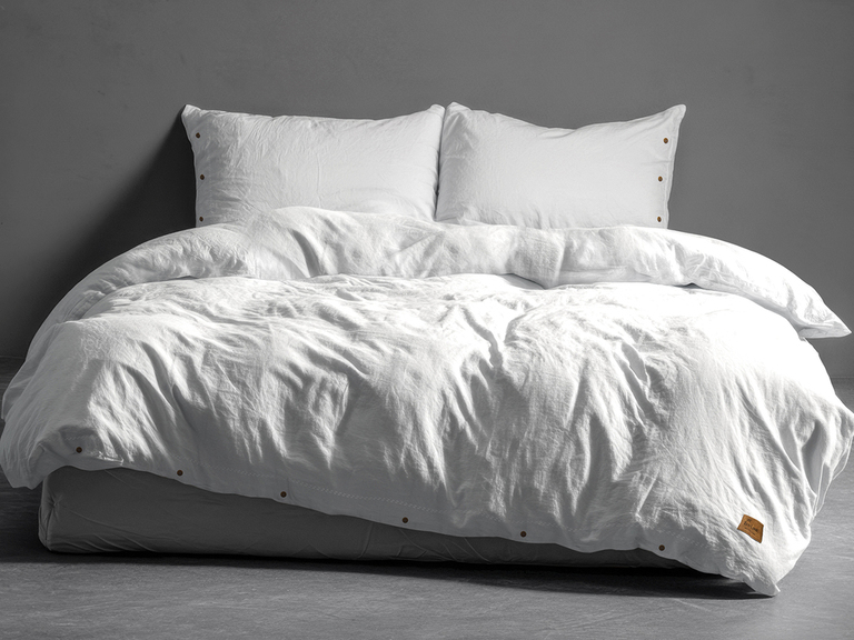 Pościel 160x200cm 100% BAWEŁNA PURE ECO LINE ozdobny Guzik Biała (6)