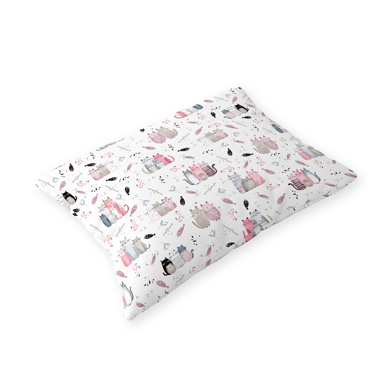 Poszewka 70x80cm na poduszkę 100% bawełna - FAMILY CATS PINK (1)