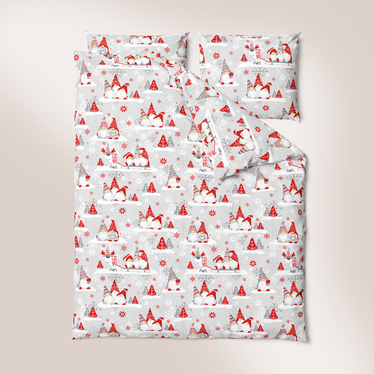Pościel z Kory 160x200 + 2x70x80 Bawełna 100% Bielawa Produkt Polski - Skrzaty czerwone (6)