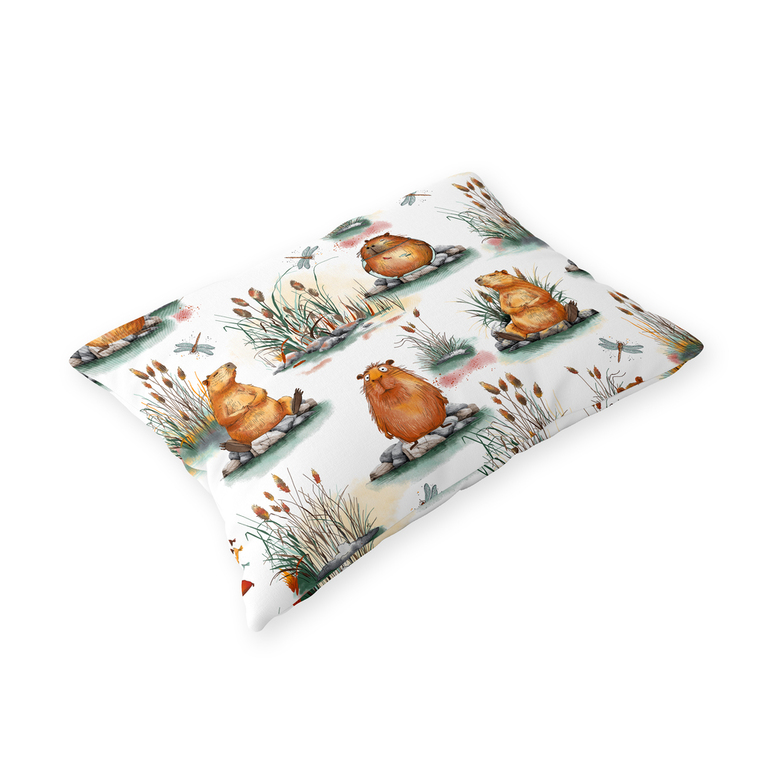 Poszewka na poduszkę 40x60cm BAWEŁNA 100% CERTYFIKAT - kapibary (1)