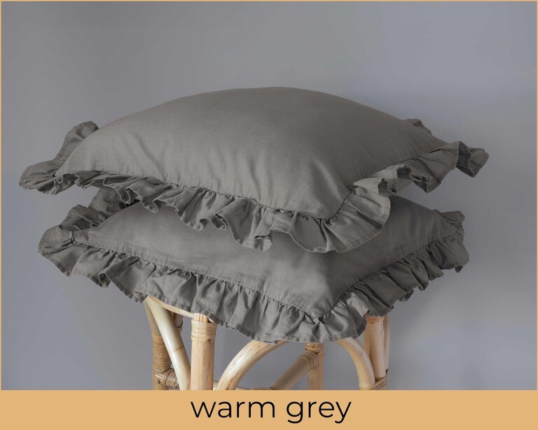 Poszewka na poduszkę 40x40 z FALBANĄ 2pak DWIE poszewki 40x40 kolor C.SZARY / WARM GREY (2)