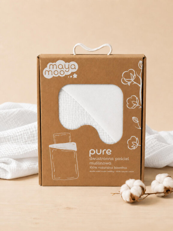 Pościel muślinowa 90x120 dziecięca - dwuwarstwowy muślin 140g/m2 + bawełna 120g/m2 White (5)