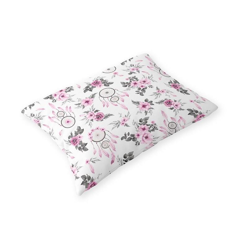 Poszewka na poduszkę 50x60cm BAWEŁNA CERTYFIKAT - Łapacze bordo szare (1)