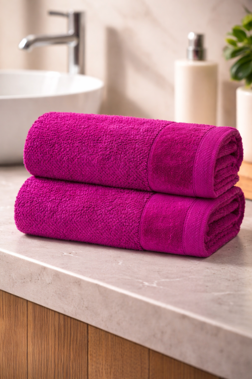 Zestaw 2x RĘCZNIK KĄPIELOWY 70x140 SPA HOTELOWY Duży Bawełniany 550g/m2 - VITO amarant (6)