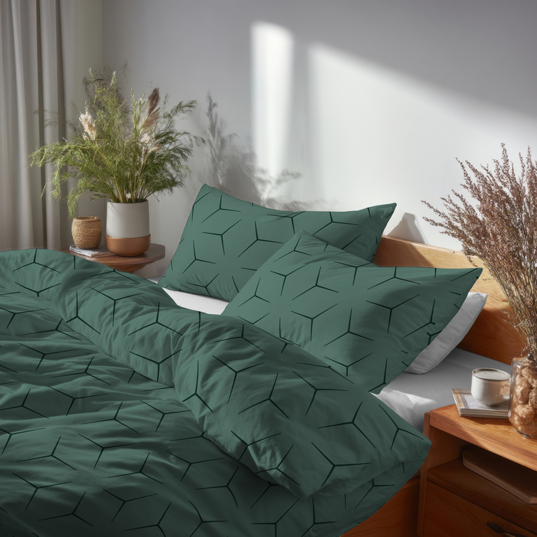 Pościel z Kory 160x200 + 1x70x80 KOMPLET PREMIUM : Milano Oliwka (3)