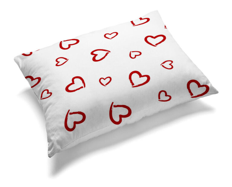 Poszewka na poduszkę 40x60cm BAWEŁNA 100% CERTYFIKAT - 266 serca czerwone (1)