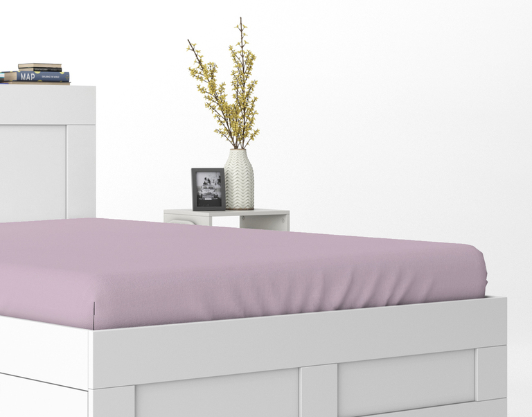 LUX Prześcieradło Tradycyjne 200x220CM Bez Gumki BAWEŁNA 100%, PUDROWY RÓŻ (2)