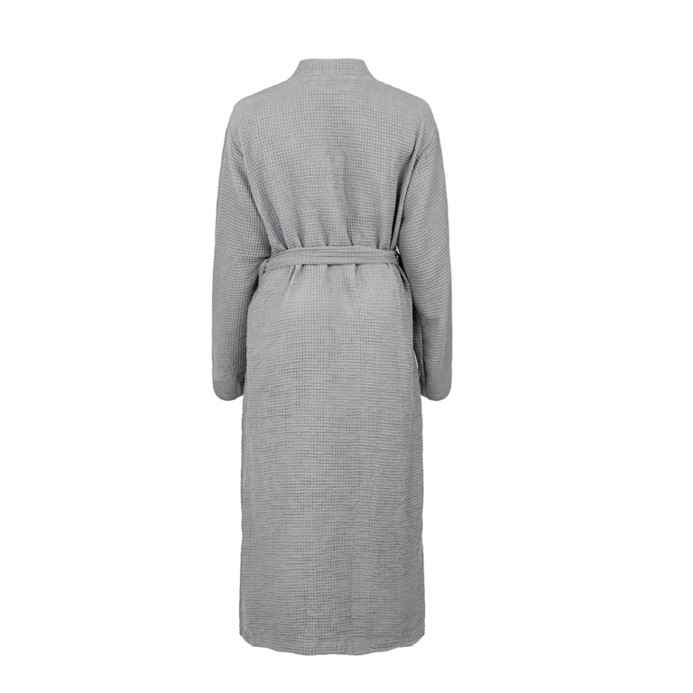 Szlafrok Waflowy Kimono Szary Unisex Długi Certyfikat - Rozmiar XL (2)