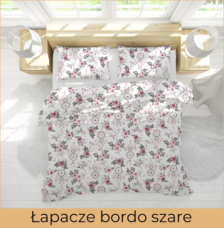 POŚCIEL HOTELOWA 140x200cm BAWEŁNA 100% Łapacz bordo (3)