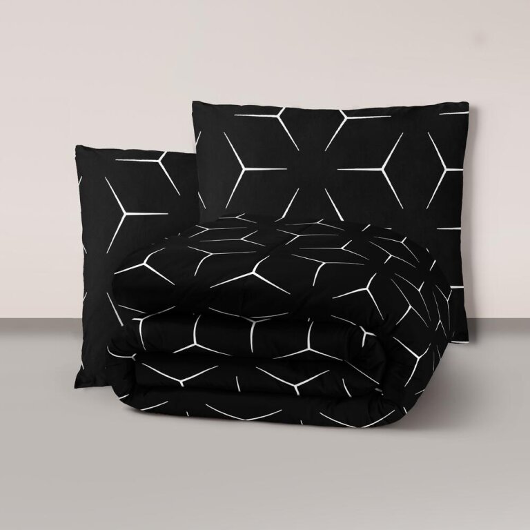 POŚCIEL Z KORY 220x200cm PREMIUM 100% BAWEŁNA KORA Milano Czarno - Białe (14)