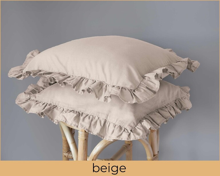 Poszewka na poduszkę 40x40 z FALBANĄ 2pak DWIE poszewki 40x40 kolor BEŻ / BEIGE (2)