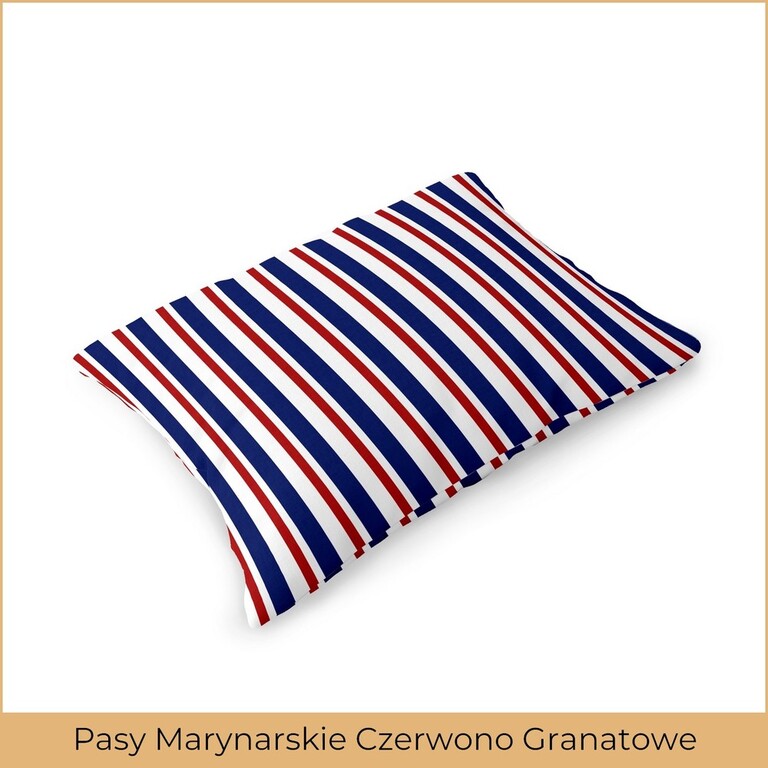 Poszewka 70x80 na poduszkę 100% bawełna wzór: Pasy Marynarskie Czerwono Granatowe  (2)