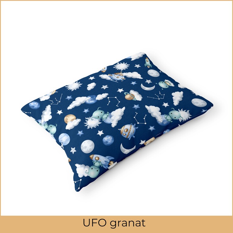 Poszewka na poduszkę 40x60cm BAWEŁNA 100% CERTYFIKAT - Ufo Granat (2)