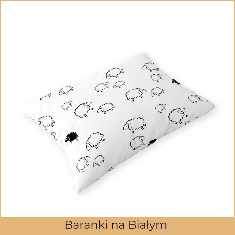 Poszewka na poduszkę 50x60cm BAWEŁNA CERTYFIKAT - Baranki białe (2)