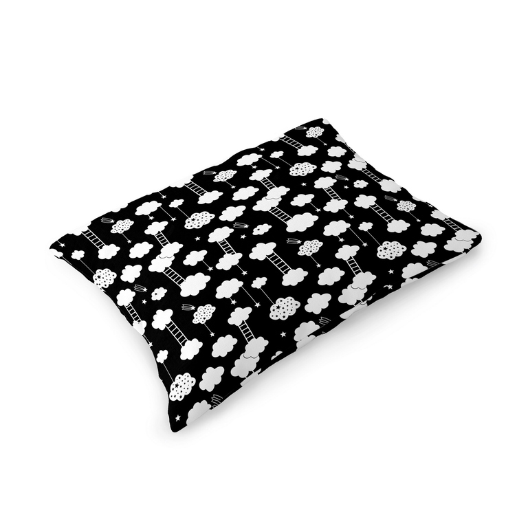 Poszewka na poduszkę 40x60cm BAWEŁNA 100% CERTYFIKAT - Chmurki z Drabinką Czarne (1)