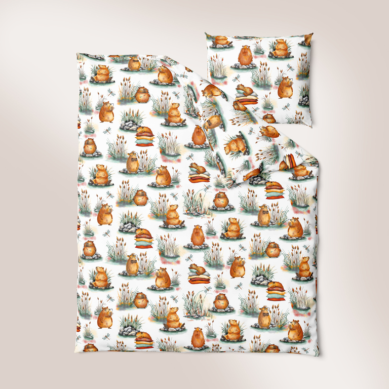 Pościel w kapibary 160x200 pościel kapibara biała CERTFIKAT - 100% bawełna (2)