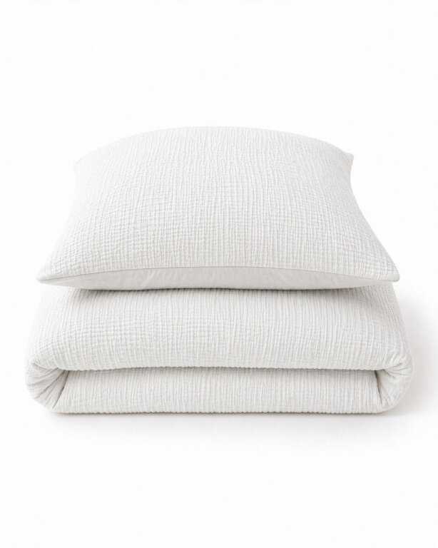 Pościel muślinowa 90x120 dziecięca - dwuwarstwowy muślin 140g/m2 + bawełna 120g/m2 White (4)