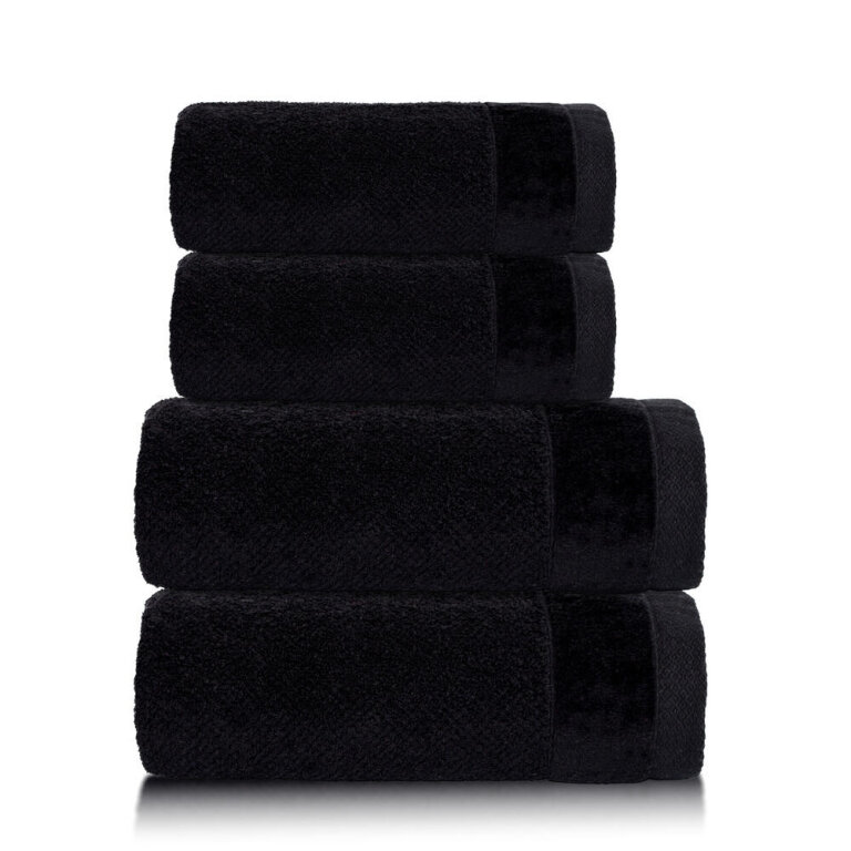 Zestaw 4x Ręczniki Bawełniane VITO 550 g/m2 – 2x 70x140 + 2x 50x90 | Hotelowe SPA Czarny (1)