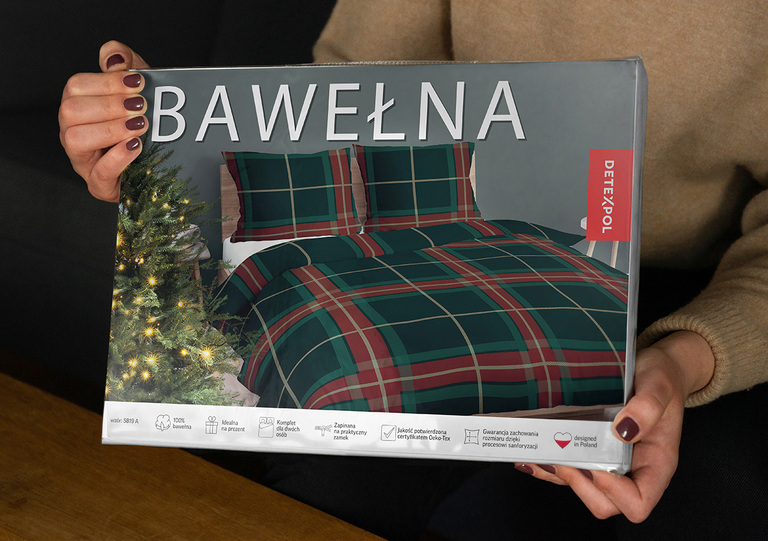 Komplet Pościeli Zimowej 160x200 + 2x70x80, 100% Bawełna, 140g/m2, wzór: wzór: 5819 A (5)