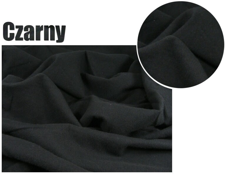 Tkanina na metry Materiał do szycia Tkanina FLANELA 150g/m2 kolor: czarny (1)