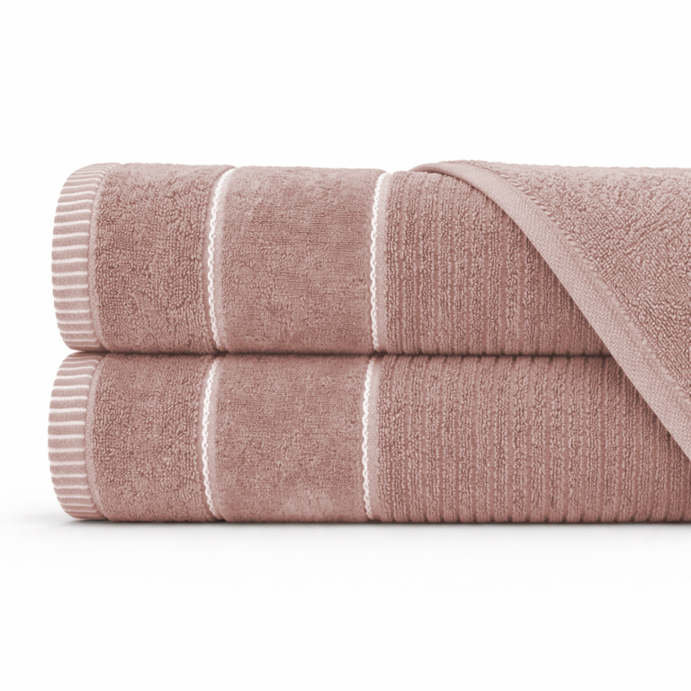 Zestaw Ręczników 2x 70x140 cm TEO 470 g/m2 Bawełniane, Miękkie kolor: Pudrowy Róż (1)