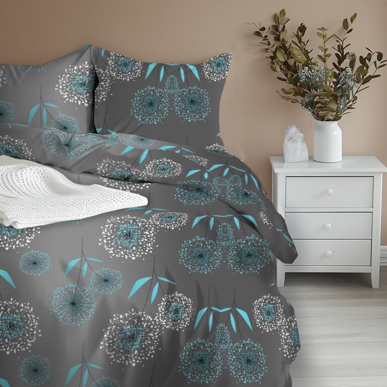 Pościel z Kory 140x200 + 1x70x80 Bawełna 100% Bielawa Produkt Polski - Dmuchawiec turkus (2)