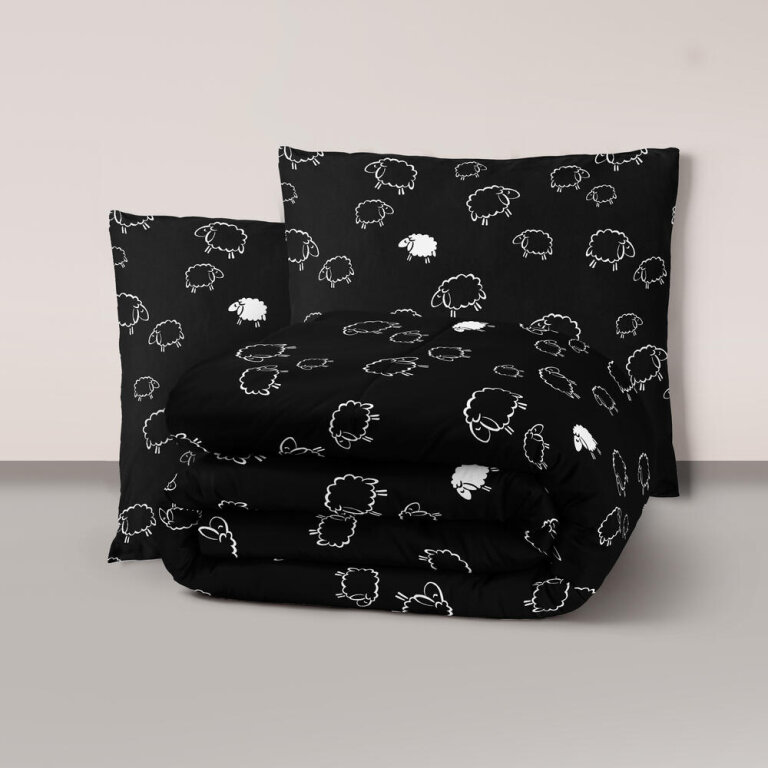 Pościel z Kory 220x200 + 2 poszewki PREMIUM 100% bawełna polska : Baranki czarne (1)