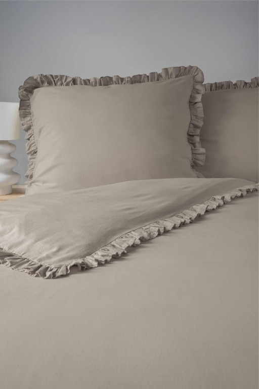 Pościel z falbaną 160x200cm 100% BAWEŁNA pościel w stylu BOHO kolor TAUPE (4)