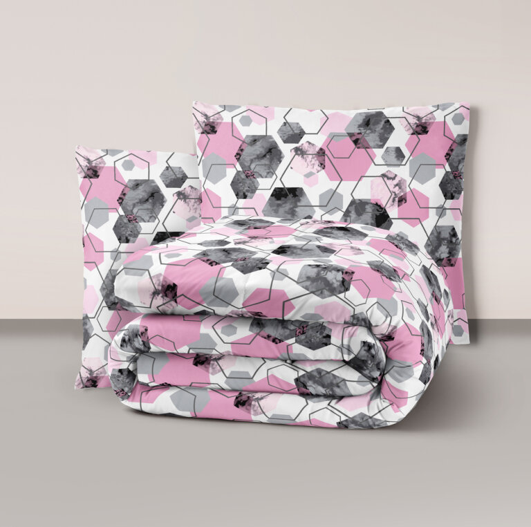 Pościel z Kory 220x200 + 2 poszewki PREMIUM 100% bawełna polska : 1651 różowy (1)