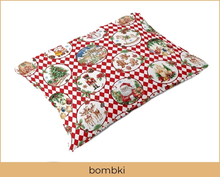 Poszewka ZIMOWA 70x80cm na poduszkę 100% bawełna wzór: Bombki (3)