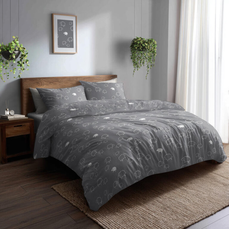 Pościel z Kory 220x200 + 2 poszewki PREMIUM 100% bawełna polska : Baranki szare (7)