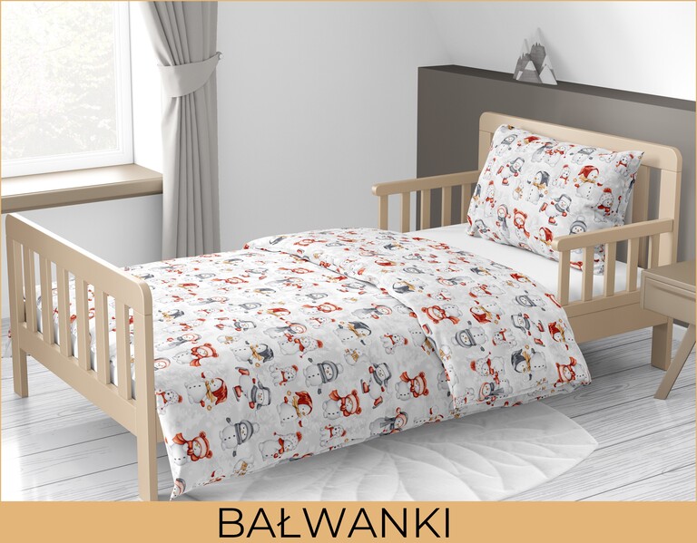 Pościel Świąteczna Dziecięca 160x200+70x80 zimowa polska bawełna producent, BAŁWANKI (7)