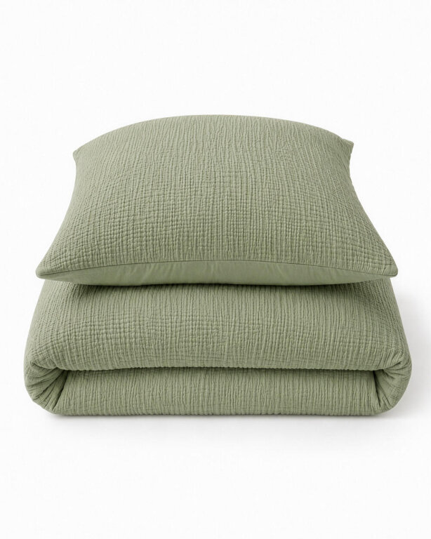 Pościel muślinowa 100x135 dziecięca - dwuwarstwowy muślin 140g/m2 + bawełna 120g/m2 Mint (4)