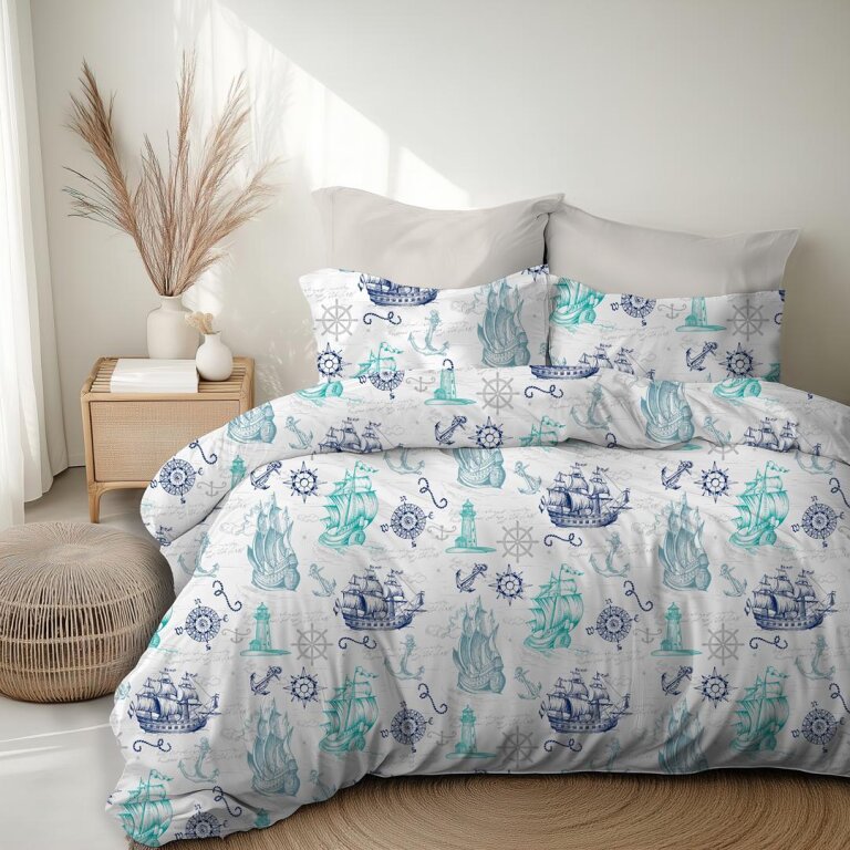 Pościel z Kory 160x200 + 2x70x80 Bawełna 100% Bielawa Produkt Polski - bałtyk biały (7)