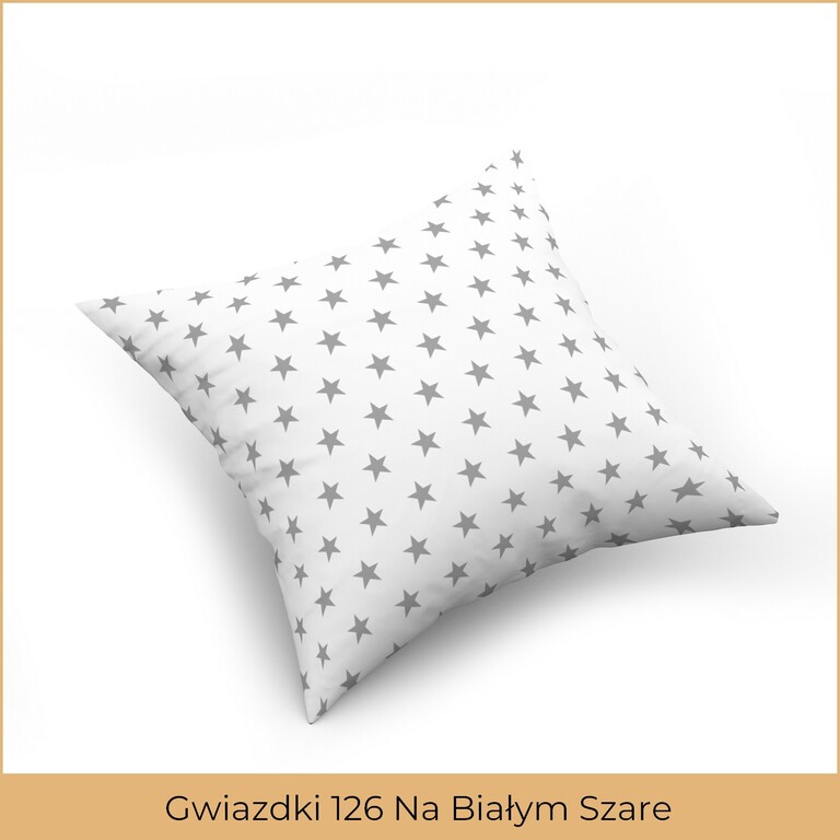 Poszewka na poduszkę jasiek 40x40 100% BAWEŁNA Gwiazdki 126 Na Białym Szare (2)