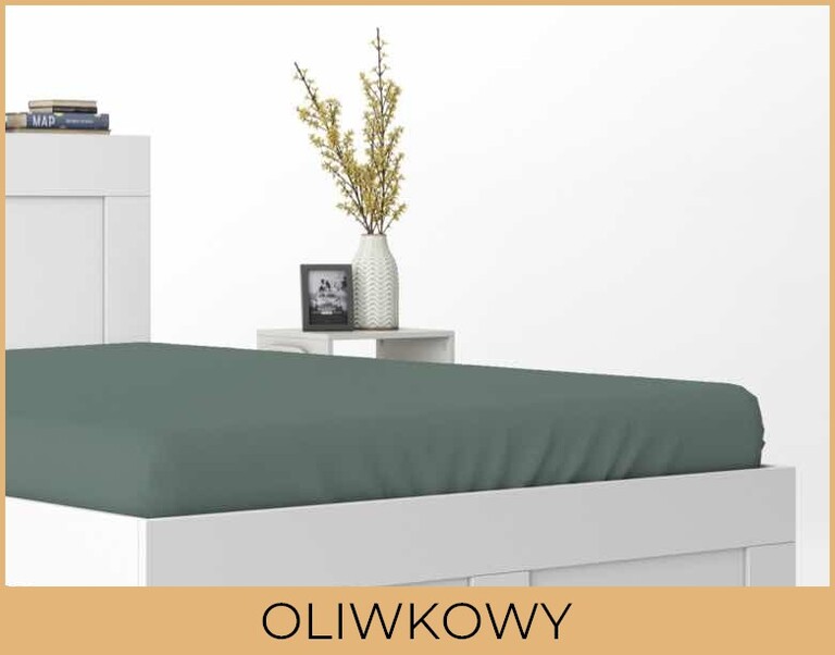 Prześcieradło 120x200 SATYNA z gumką oliwkowe (2)
