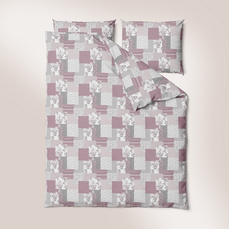Pościel z kory 200x220 cm + 2x 70x80 cm POLSKA PRODUKCJA , wzór: Paczwork Motyl Puder Róż (2)