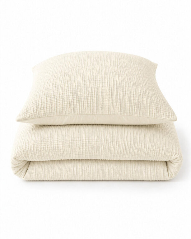 Pościel muślinowa 100x135 dziecięca - dwuwarstwowy muślin 140g/m2 + bawełna 120g/m2 Cream (4)