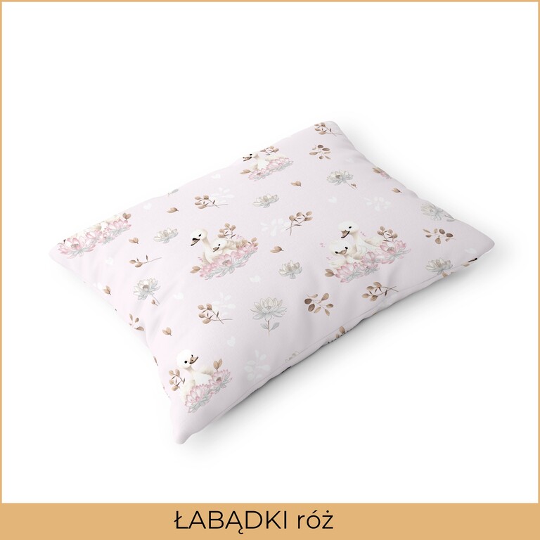 Poszewka na poduszkę 40x60cm BAWEŁNA 100% CERTYFIKAT - Łabądki Róż (2)