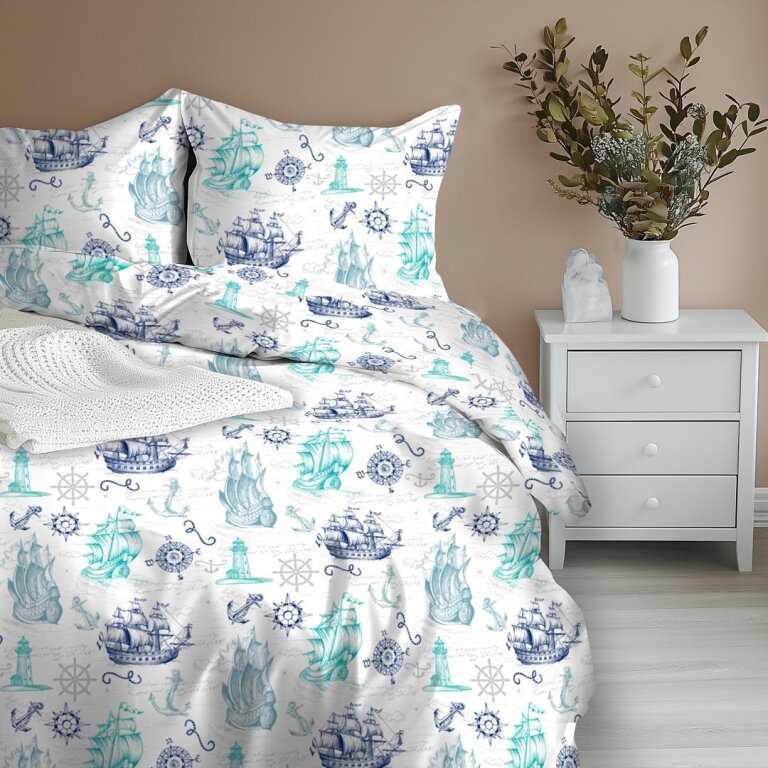 Pościel z Kory 160x200 + 2x70x80 Bawełna 100% Bielawa Produkt Polski - bałtyk biały (2)