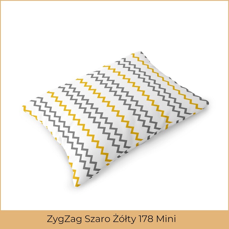 Poszewka na poduszkę 40x60cm BAWEŁNA 100% CERTYFIKAT - Zygzag Szaro Żółty 178 Mini (2)