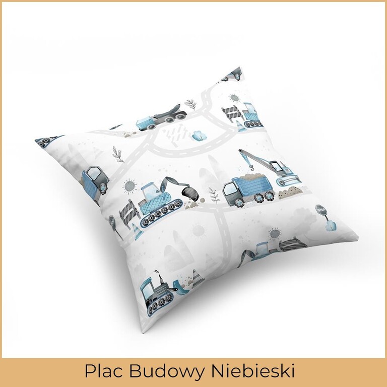 Poszewka na poduszkę jasiek 40x40 100% BAWEŁNA - Plac Budowy Niebieski (2)