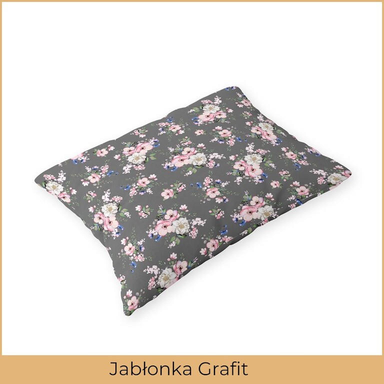 Poszewka na poduszkę 40x60cm BAWEŁNA 100% CERTYFIKAT - Jabłonka Grafit (2)