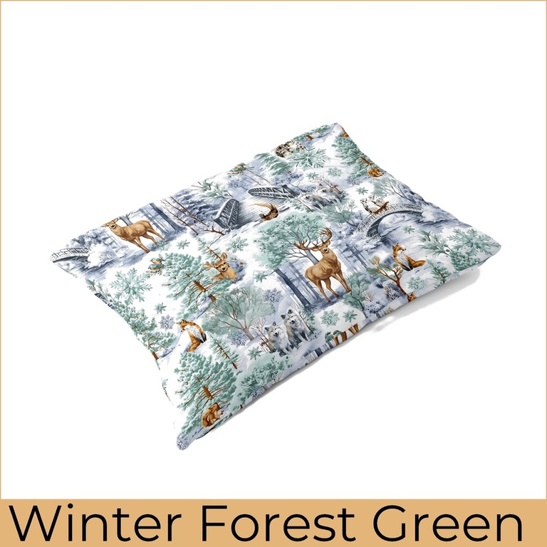 Poszewka ZIMOWA Świąteczna 70x80cm na poduszkę 100% bawełna, Winter Forest Green (8)