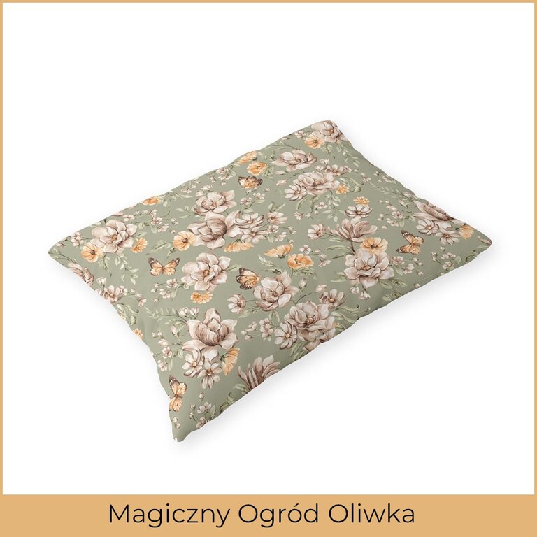 Poszewka na poduszkę 50x70cm BAWEŁNA CERTYFIKAT - Magiczny ogród oliwkowy (2)