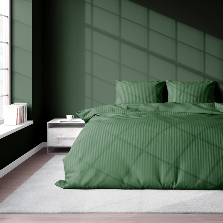 POŚCIEL HOTELOWA 140x200cm ADAMASZEK + POSZEWKA 70X80 KOLOR Green/Zielony (2)